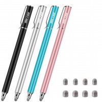 Universal Stylus Pens for Touch Screens - High Sensitivity Capacitive Stylus Fiber Tips 2 in 1 Touch Screen Pen with 8 Extra Tips for iPad iPhone Android Phone Chromebook All Touchscreen Tablets